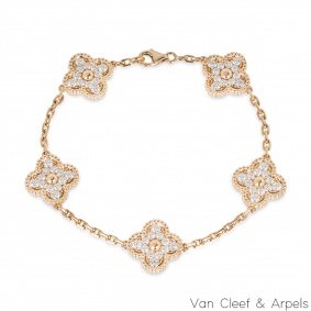 Van Cleef & Arpels Yellow Gold Diamond Vintage Alhambra Bracelet VCARA41400